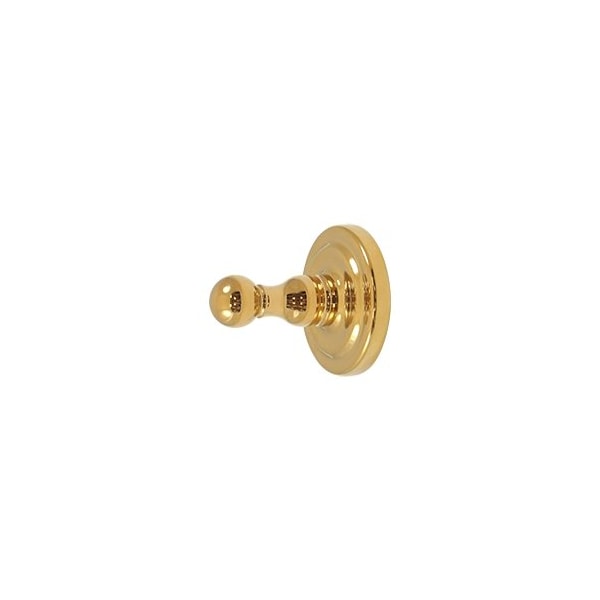 Solid Brass Single Robe Hook, R-Series, PVD Polished Brass Finish, 10PK
